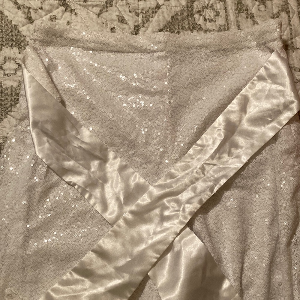 Fringe & Co. white sequin wide leg pants